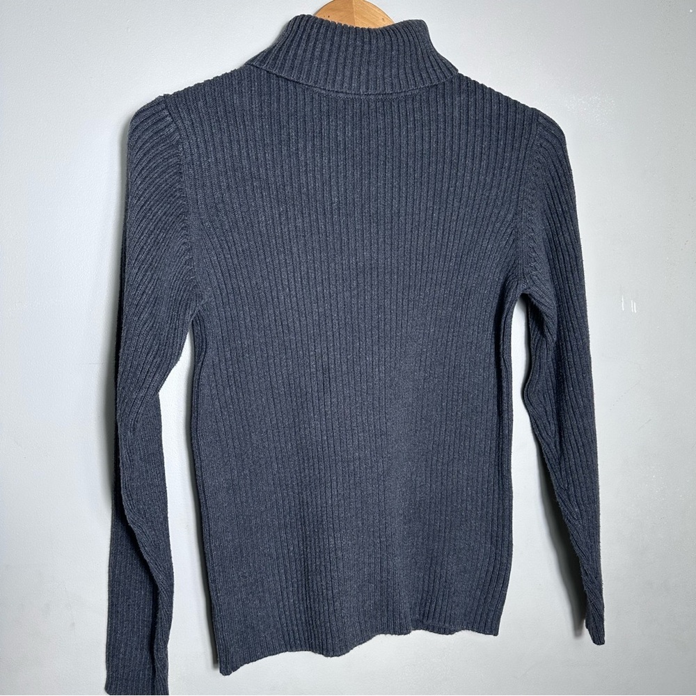 100% Cotton Ribbed Charcoal Turtleneck Sweater